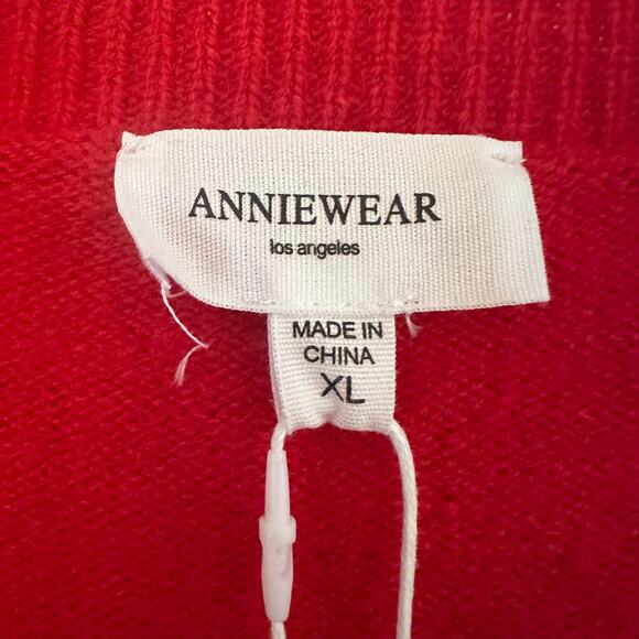 Annie Wear Women's Red Holly Jolly Bow Open Sweater XL NWT - Picture 5 of 10